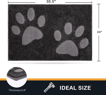 PURRUGS Dirt Trapping Door Mat 20" x 31.5", Non-Skid/Slip Machine Washable Microfiber Entryway Rug, Dog Doormat, Super Absorbent Welcome Mat for Muddy Wet Shoes and Paws, Grey