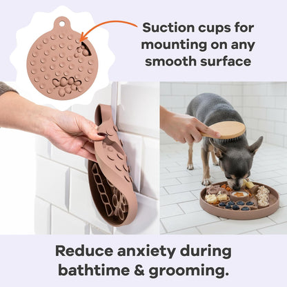 Awoo Smorgasboard - Silicone Dog and Puppy Lick Mat and Slow Feeder with Suction Cups - Non-Slip, Dishwasher Safe Pet Dish - Extends Mealtime for Fast Eaters - for Wet & Dry Food (Misty Blue)