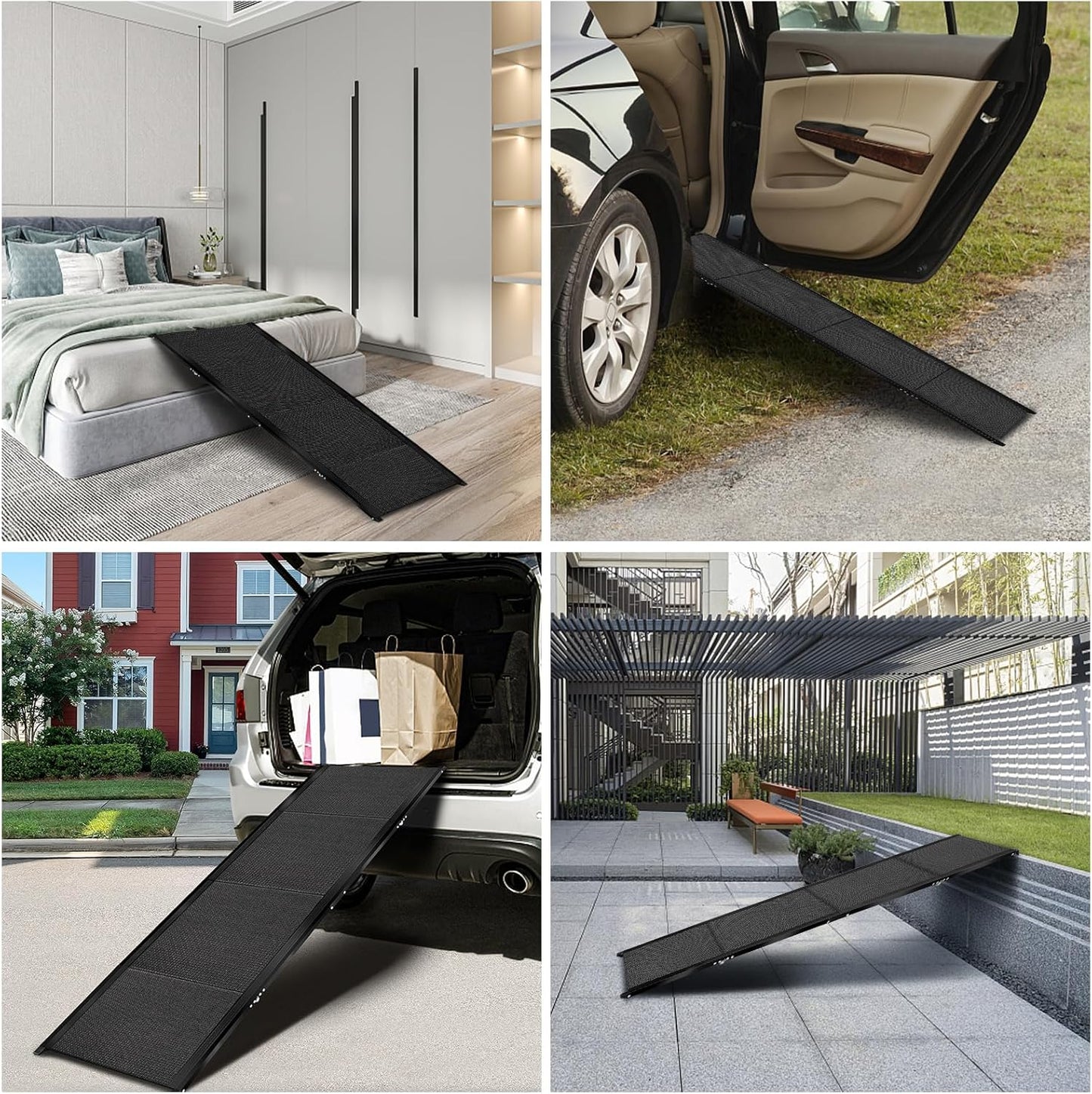 71”L*19.7”W Extra Wide & Long Dog Ramp for Car Truck SUV, Portable Folding Pet Ramps for Small Medium Large Dogs and Cats, Lightweight Aluminum Frame, Supports up to 155 Lbs