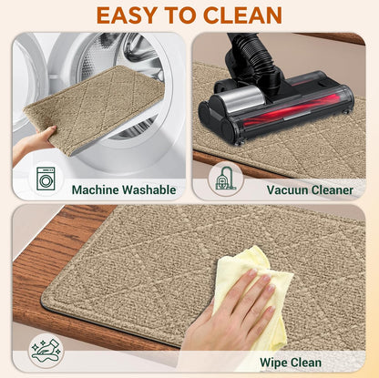 Stair Treads Non-Slip for Wooden Steps, 15Pack - 8" x 30" Edging Stair Runner Indoor for Kids Elders & Pets, Washable Carpet Stair Treads with Peel & Stick Reusable TPE Backing, Beige