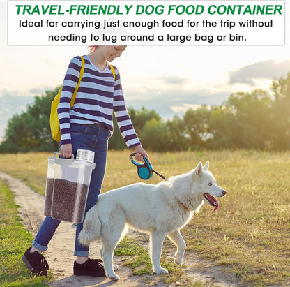 TBMax Dog Food Storage Container 5-7 lbs, Airtight Cat Food Container with Larger Spout & Measuring Cup, Portable Pet Food Storage Dispenser for Small Animal Kibble Storage, Bird Seed Container