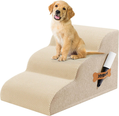 Romrol Dog Stairs Ramp for High Beds Couches, High Density Foam Pet Steps with Durable Non-Slip Waterproof Fabric Cover, Dog Stairs for Small Dogs or Cats or Pets, 5-Step, 22 Inch, Grey