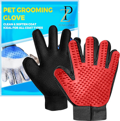 Upgrade Pet Grooming Gloves, Grooming Gloves for Dogs, Cats, Rabbits & Horses with Long and Short Hair, Efficient Pets Hair Remover Mittens - 1 Pair (Blue)