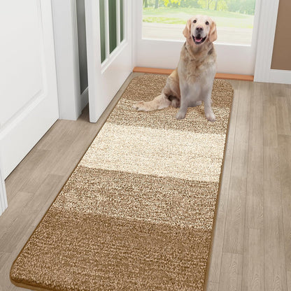 Smiry Dog Door Mat for Muddy Paws, Absorbs Moisture and Dirt, Low-Profile Entryway Mat with Non-Slip Backing, Entry Indoor Outdoor Doormat for Inside Floor (30x20 Inches, Grey, Striped)