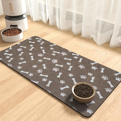 MontVoo Dog Food Mat-Pet Feeding Mat for Food and Water-No Stains Quick Dry Dispenser Cat Bowl Mat for Messy Drinkers(12"x19" Dark Grey)