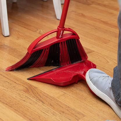 O-Cedar Pet Pro Broom with Step-On Dustpan | Remove 99% with One Sweep | Removes 3 Times More Pet Hair | Quiet Cleaning Tool for Cat and Dog Owners