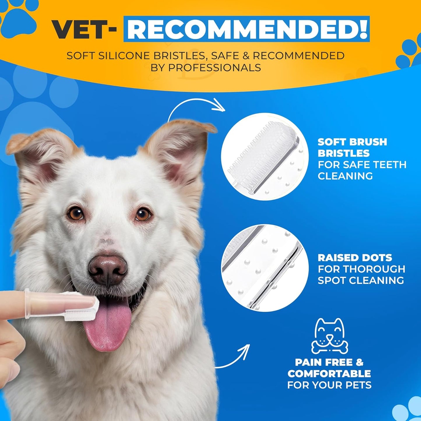 Dog Toothbrush Kit with Travel Cases – 4 Silicone Finger Toothbrushes for Dogs & Cats – Pet Dental Care, Dog Teeth Cleaning, Plaque & Tartar Control (Dog Toothbrush Kit + Dental Chew Toy)