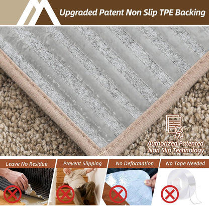 COSY HOMEER Edging Stair Treads Non-Slip Carpet Mat 28inX9in Indoor Stair Runners for Wooden Steps, Edging Stair Rugs for Kids and Dogs, 100% Polyester TPE Backing (7pc, Beige)