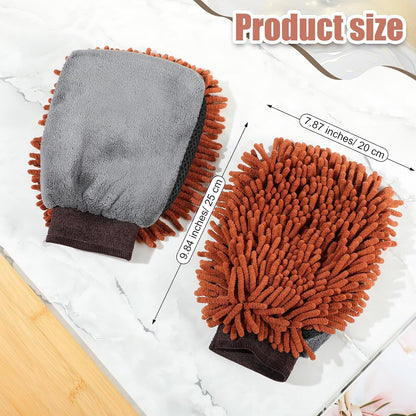 Teenyyou 2 Pcs Dog Towel Mitt Dry Bath Gloves Chenille Microfiber Paws Clean Pet Hair Washing Gloves Dog Grooming Mitts Bath Supplies for Cats Rabbits Horses Suitable for Long/Short/Poodle Fur(Grey)