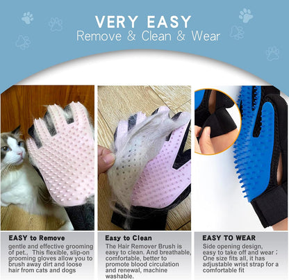 GOESWELL Double-Sided Undercoat Rake for Pet Grooming - Shedding and Dematting Comb with Grooming Glove (Blue 2 Pack)