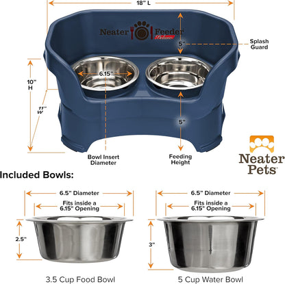 Neater Pet Brands Neater Feeder Deluxe Mess Proof Dog Bowls Elevated for Large Dogs Over 40 lbs, Made in USA, No Spill Raised Dog Food Bowl Stand Feeding Station, Food and Water Bowl Set, Black