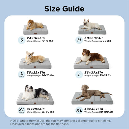 Bedsure Dog Beds Large Sized Dog - Comfy Flat Pet Beds with Removable Washable Cover, Orthopedic Egg Crate Foam Puppy Mat, Suitable for Pet Up to 65 lbs