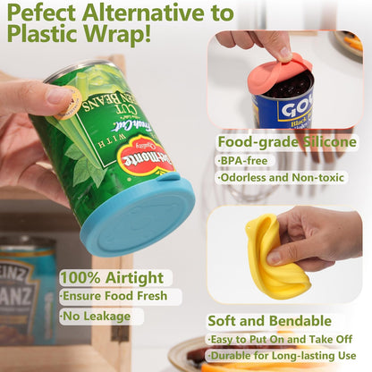 2PCs 3.0-inch Silicone Can Lids for Chef Boyardee | Van Camp's | Goya | Bush's Best | Farmer's Market Can, Can Cover for Canned Goods, Soup Can Cap, Fit Most Standard Size, Dishwasher Safe (Lids ONLY)
