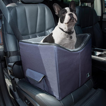 A 4 Pet Dog Car Seats for Small Dogs Under 25lbs – Safety Travel Booster Seat with Patent Buckles, Adjustable Leash – Reduces Anxiety & Road Trips – Frame Support for Cars, SUV, Pickup