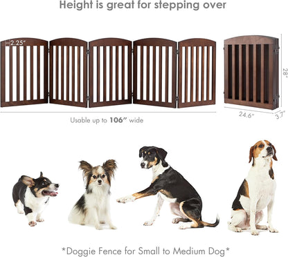 SPIRICH 96" Extra Wide 28" Tall Wooden Freestanding Foldable Dog Gate, Pet Gate Indoor, 4 Panels, White