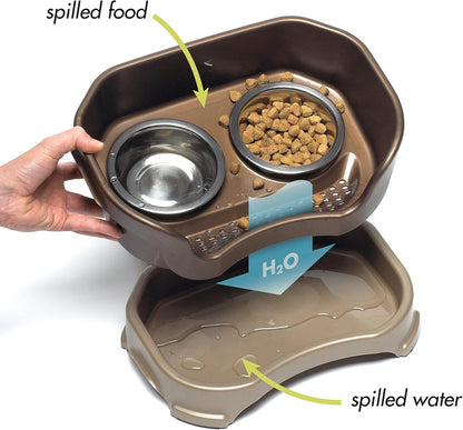 Neater Pet Brands Neater Feeder Deluxe Mess Proof Dog Bowls Elevated for Large Dogs Over 40 lbs, Made in USA, No Spill Raised Dog Food Bowl Stand Feeding Station, Food and Water Bowl Set, Black