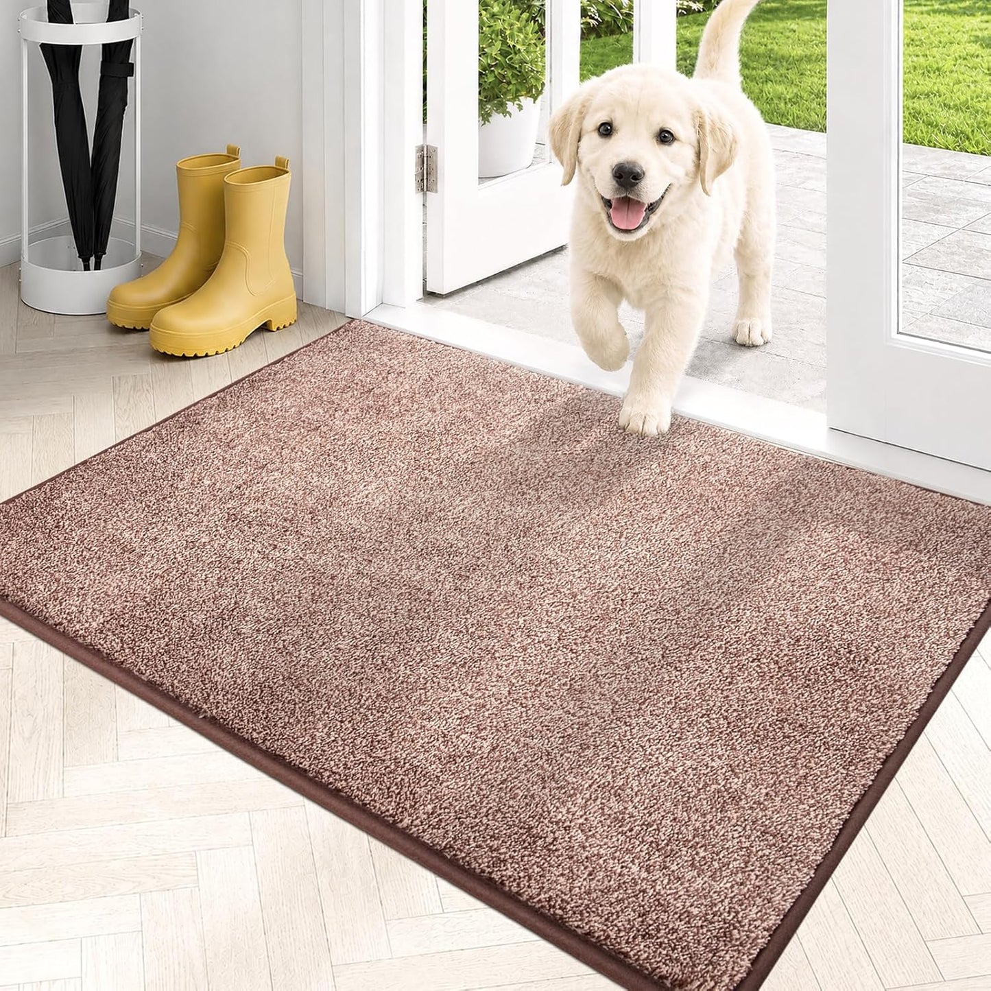 PURRUGS Dirt Trapping Door Mat 20" x 31.5", Non-Slip Machine Washable Entryway Rug, Dog Doormat, Indoor Front Door Mat, Super Absorbent Entry Rug for Muddy Shoes & Paws, Bluish Grey-Black