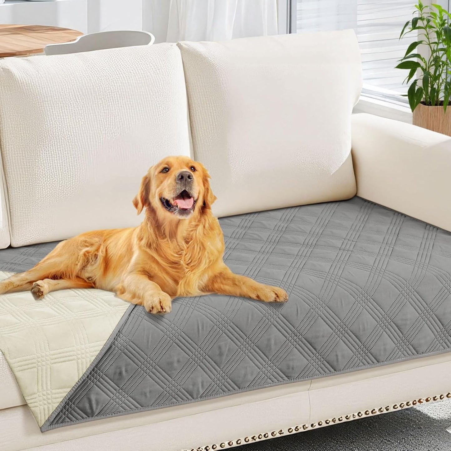 hyha Waterproof Dog Bed Blanket, Soft Pet Blankets, Waterproof Couch Cover for Dogs, Reversible Sofa Covers Washable for Furniture (30x70 Inch, Taupe/Beige)