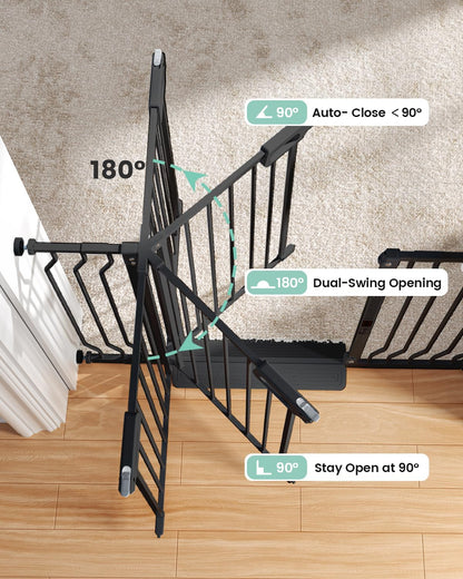 Mom's Choice-GROWNSY Baby Gate for Stairs, 30.5"-43" Pressure Mounted Pet Gate for Doorways-Auto Close Dog Gate for The House-Easy Installation & Walk Thru Wide Safety Gate, Black