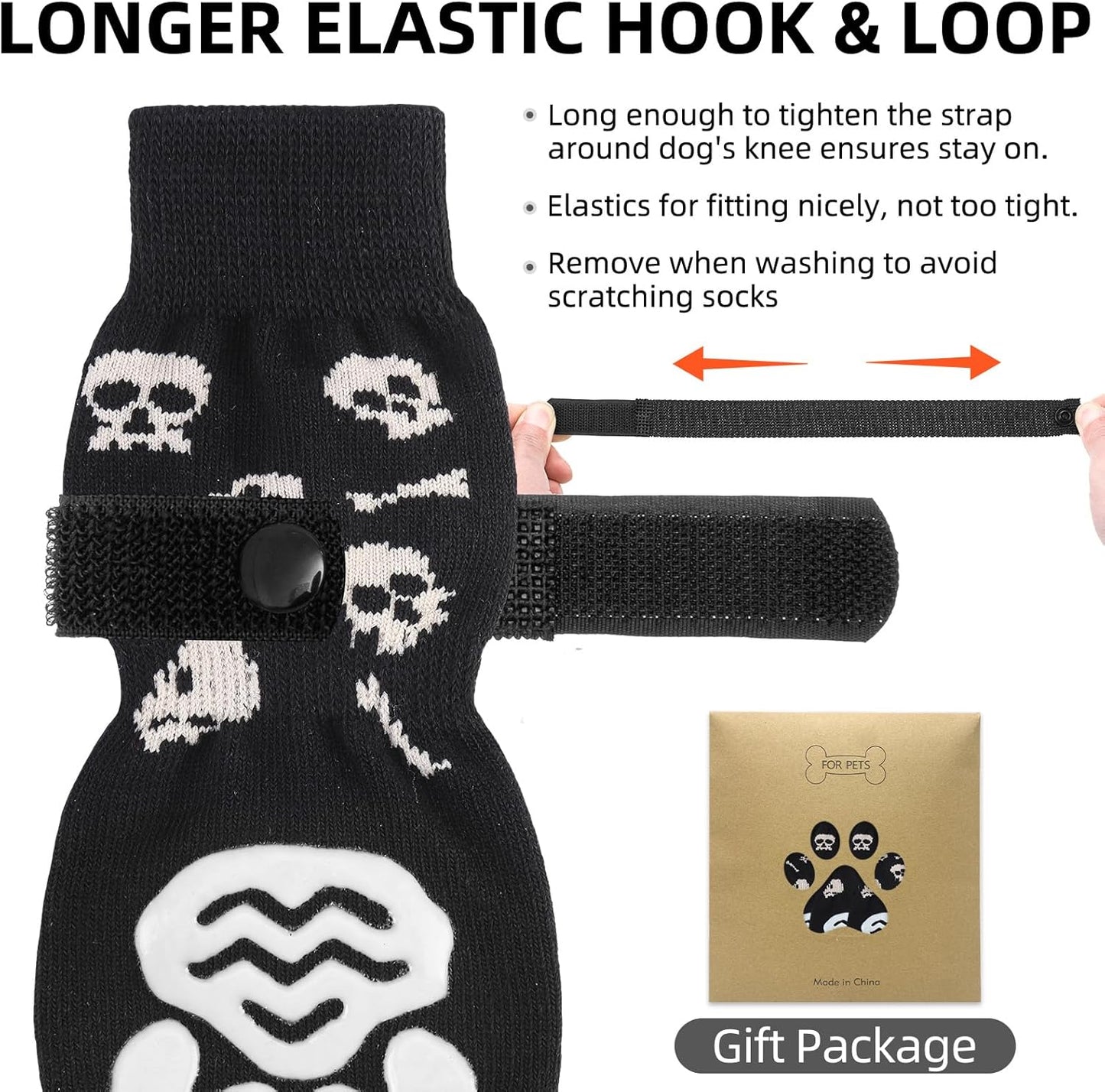 PUPTECK Anti Slip Dog Socks with Double Grippers for Hardwood Floors, Shoes for Hot/Cold Pavement, Boots & Paws Protectors to Prevent Licking, Traction Booties for Senior Small Large Dogs