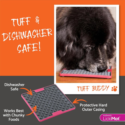 LickiMat Tuff, Heavy-Duty Soother, Dog Slow Feeder Lick Mat, Boredom Anxiety Reducer; Perfect for Food, Treats, Yogurt, or Peanut Butter, Fun Alternative to a Slow Feed Dog Bowl, Green
