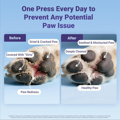 Paw Cleaner for Dogs and Cats, No-Rinse Puppy Paw Washer, Larger 7oz Dog Foaming Foot Cleanser with Scrubber Brush for Dirty Paws, Safe and Hypoallergenic, Dog Essential and Grooming Supplies