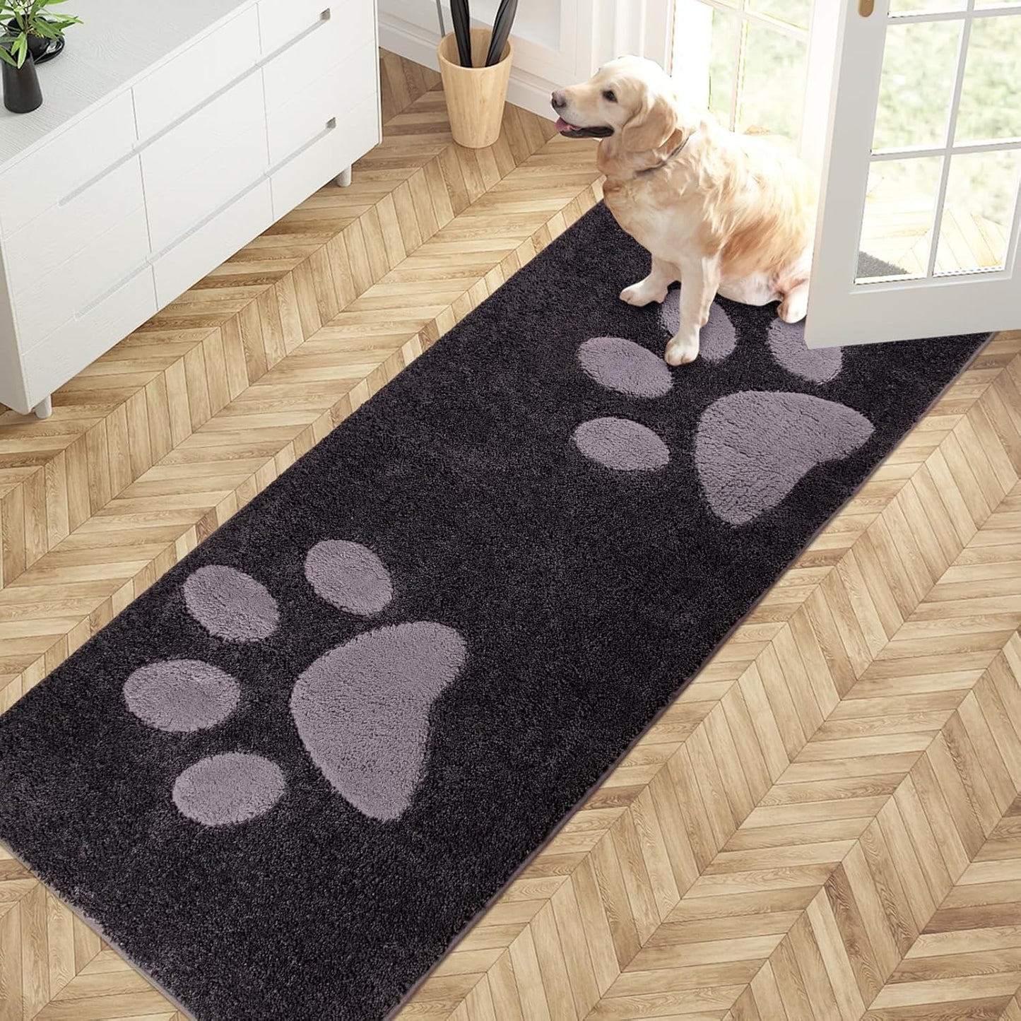PURRUGS Dirt Trapping Door Mat 20" x 31.5", Non-Skid/Slip Machine Washable Microfiber Entryway Rug, Dog Doormat, Super Absorbent Welcome Mat for Muddy Wet Shoes and Paws, Grey