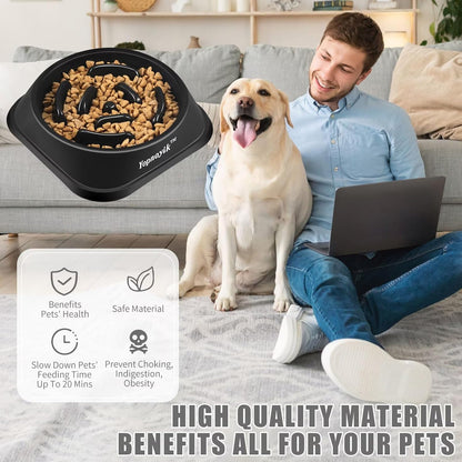 2 Pack Slow Feeder Dog Bowls for Healthy Eating, Non-Slip and Anti-Choking Design, Reduces Bloating & Overeating for Medium Dogs and Cats, Easy to Clean
