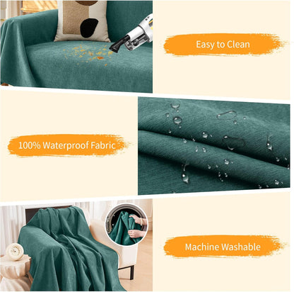 Deep Dream Cat-Scratch Resistant Couch Cover, Waterproof Sofa Cover for 3 Cushion Couch Washable, Pet Friendly Couch Protectors Anti Slip Thickened Love Seat Slipcovers for Pets, 71" x 118", Dark Grey