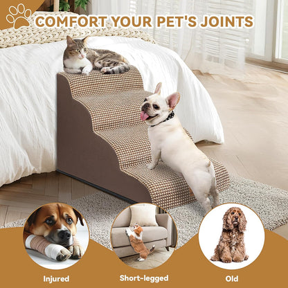 Zerbuger Dog Ramp and Stair for Bed 16" H-20 H,3-Step Cat Stair for Sofa and Chair,4-Step Dog Ramp for High Bed and Window,Durable Nonslip Fabric Cover for Indoor (Purple-20 H, Pet Friendly, 4)