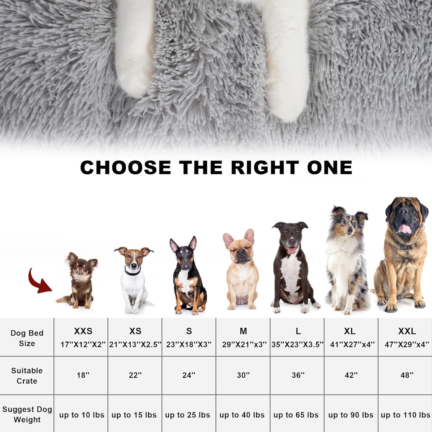 Bedfolks Waterproof Dog Crate Bed, Plush With Removable Washable Cover, Faux Fur Crate Pad for Medium Dogs, Fluffy Kennel 29"x21", Dark Grey