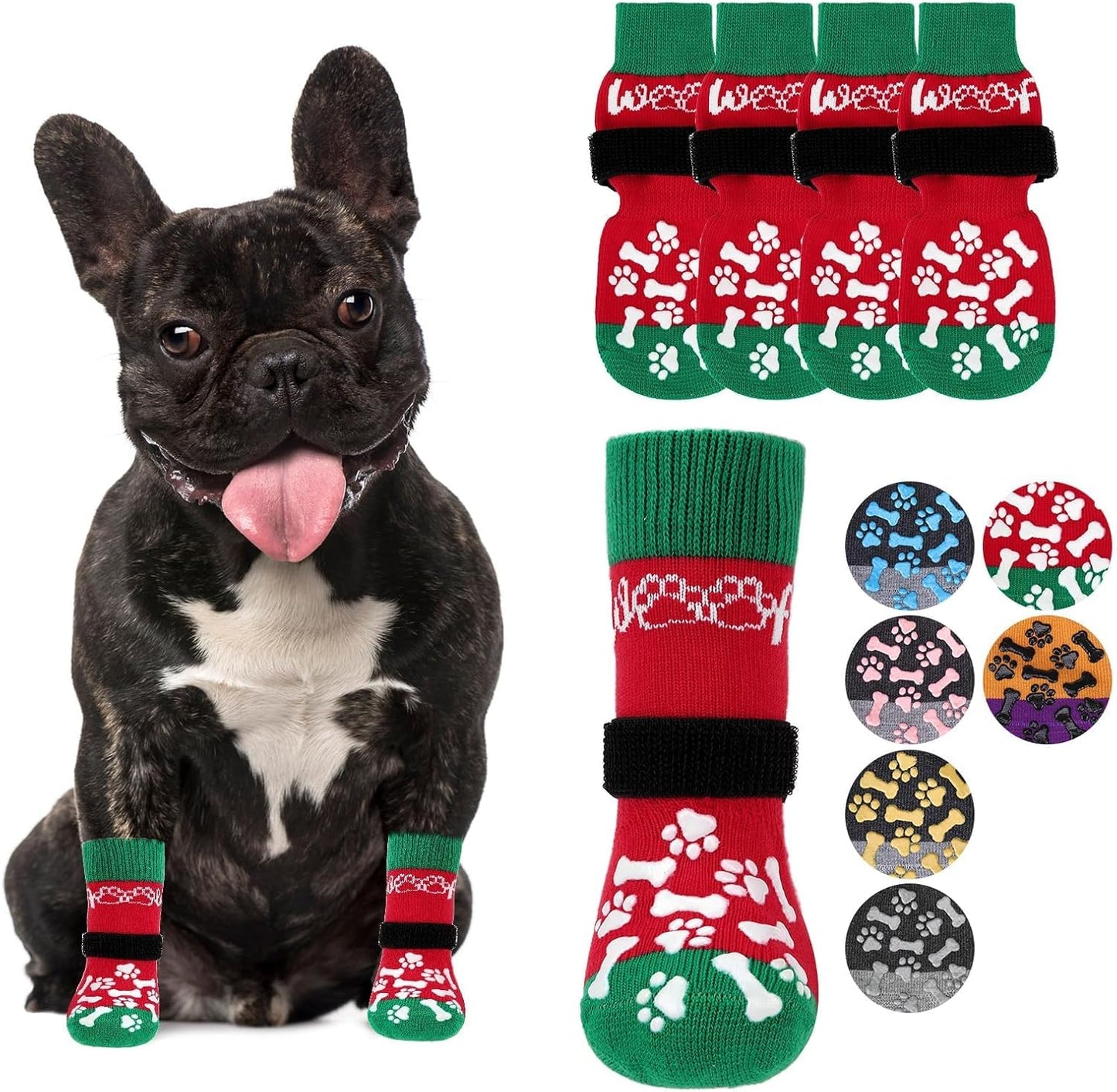 KOOLTAIL Dog Socks Shoes for Hot Pavement to Prevent Licking Paws, Winter Dog Boots&Paw Protector for Hardwood Floors Anti Slip,Traction Control Grip Booties for Small Medium Large Senior Dogs,Black M