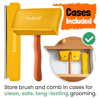Slicker Brush for Dogs - Goldendoodle Brush with Poodle Comb and Cases Included - Goldendoodle Must Haves Grooming Tools - Designed for Doodles, Labradoodles, Bernedoodles - Medium - Orange