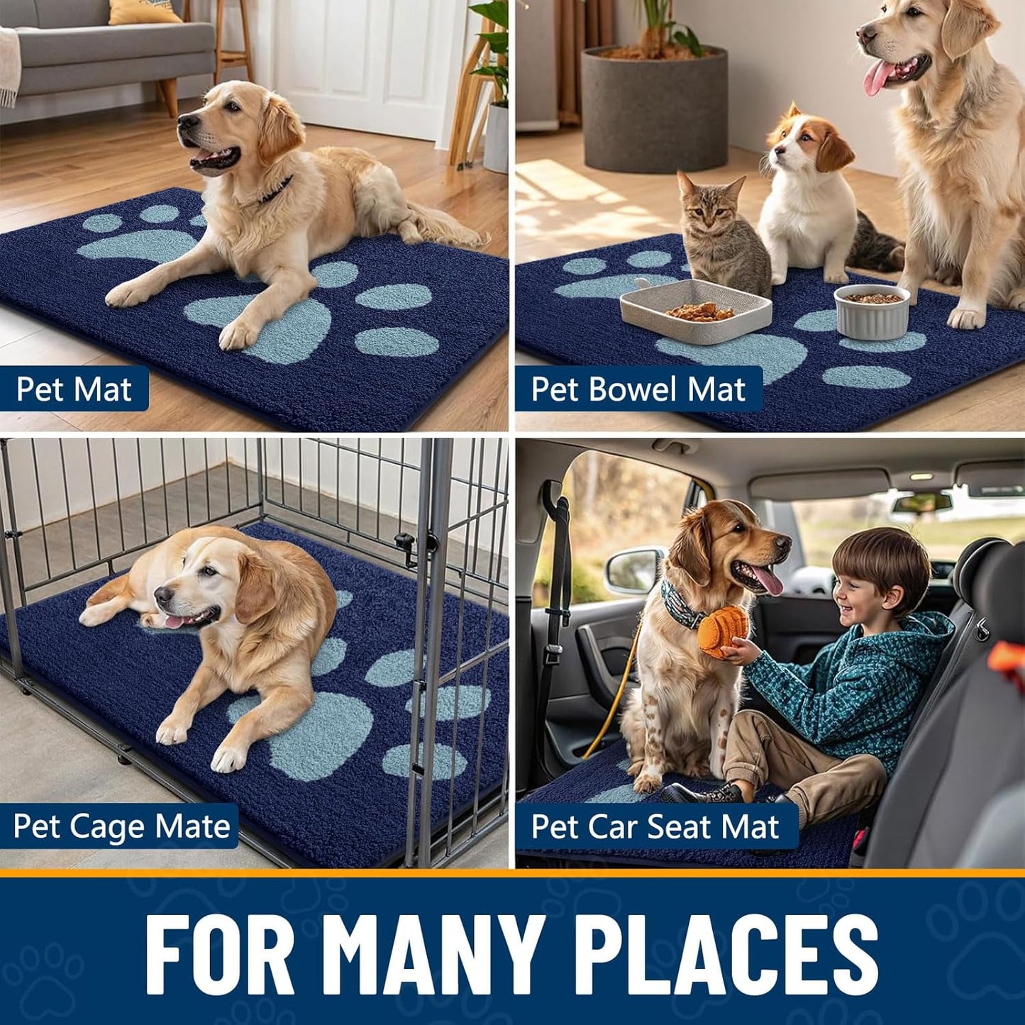 Smiry Dog Door Mat for Muddy Paws, Absorbs Moisture and Dirt, Low-Profile Entryway Mat with Non-Slip Backing, Entry Indoor Outdoor Doormat for Inside Floor (30x20 Inches, Grey, Striped)