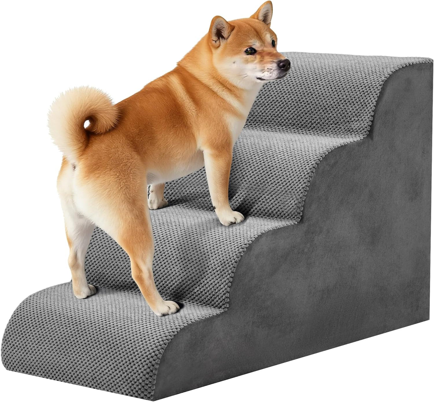 NEWBULIG 3-Step Dog Stairs, 15.7" H Dog Steps for Sofa and Chair, Non-Slip Sturdy Pet Steps for Small Dogs and Cats, Pet Ramp for High Bed Indoor(Grey)