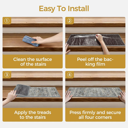 sarben Non Slip Stair Treads for Wooden Steps 15PCS - 8"x30" Indoor Safety Carpet, Edging Mats with TPE Adhesive Backing, Pet and Elderly Friendly Stair Rugs (Taupe) - Colors A