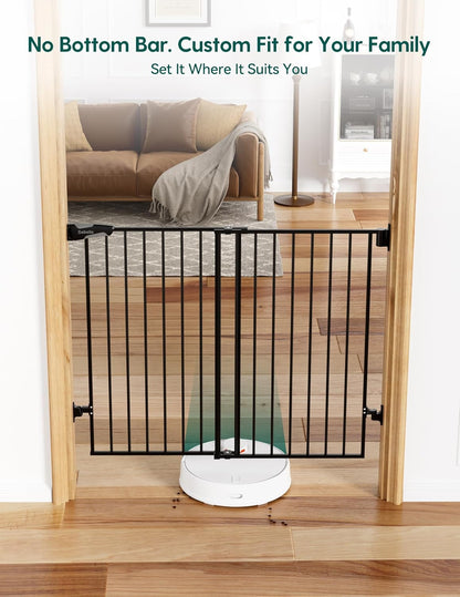 Babelio Baby Gate for Stairs, Kitchen & Doorways, 26-43" W 28" H No Bottom Bar| Easy Installation| One-Handed Operation| Auto-Close| Hardware Mount (Drill Needed) Safety Dog/Pet Gate Indoor (White)