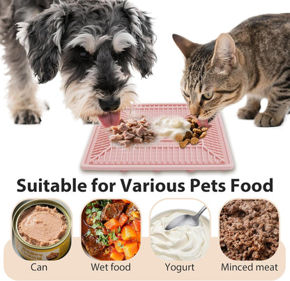 Lick Mat for Dogs and Cats, Slow Feeder Mats with Suction Cups - Bathing, Grooming and Training, Anxiety Relief Feeding Pad,Dishwasher-Safe Yellow