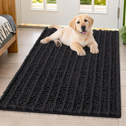 Smiry Dog Door Mat for Muddy Paws 30x20, Extra Soft Absorbent Chenille Doormat, Trap Moisture and Dirt, Non-Slip Machine Washable Front Door Mat for Indoor Entrance Inside Floor, Grey