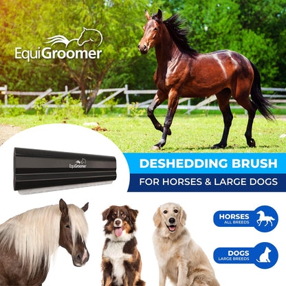 EquiGroomer 8-Inch Deshedding Brush for Horses and Large Shedding Dogs 50 lbs and Up (Golden Retriever, German Shepherd, Husky), Undercoat Grooming Tool, Removes Loose Hair and Fur, Blue