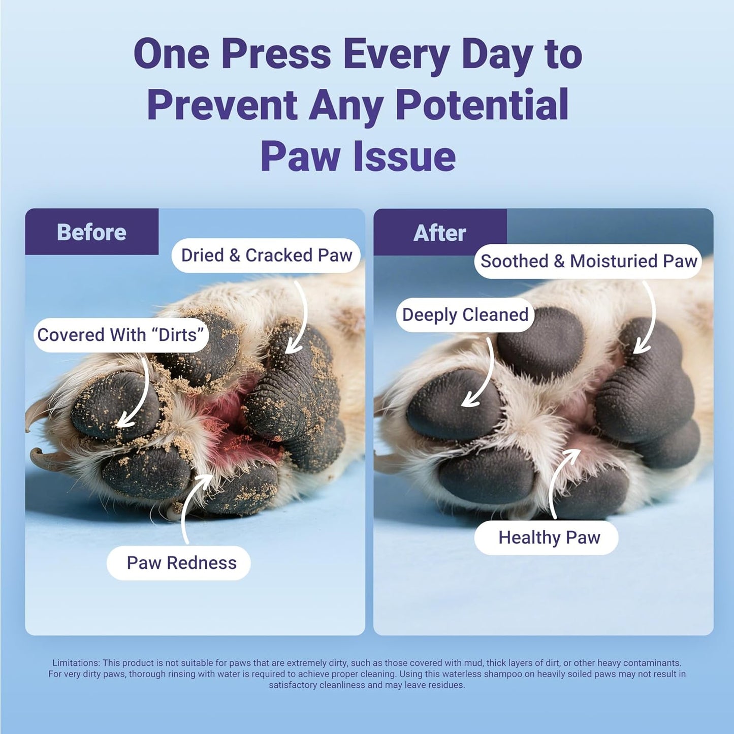 Paw Cleaner for Dogs and Cats, No-Rinse Puppy Paw Washer, Larger 7oz Dog Foaming Foot Cleanser with Scrubber Brush for Dirty Paws, Safe and Hypoallergenic, Dog Essential and Grooming Supplies
