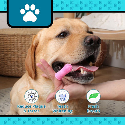 Dog Finger Toothbrush – Soft Silicone Finger Brush for Dogs & Puppies – Gentle Dental Care for Pets – Easy-to-Use Dog Toothbrush for Small, Medium & Large Breeds (Blue/White)