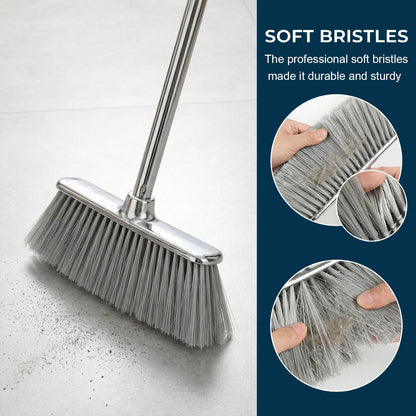 Indoor Soft Bristles Angle Sweeping Broom with Long Handle for Kitchen Hardwood Floor Cleaning