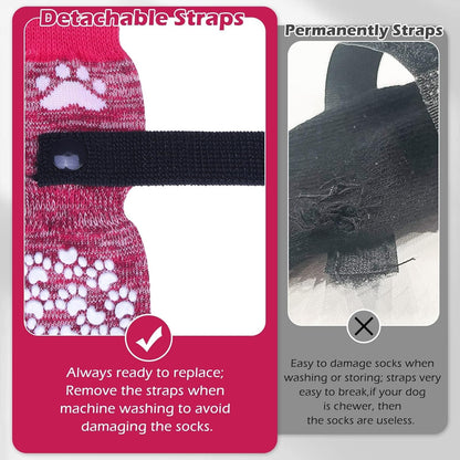 EXPAWLORER Anti Slip Dog Socks to Prevent Licking Paws, Dog Shoes for Hot Pavement, Dog Booties for Small Medium Large Senior Dogs, Traction Control Boots & Paw Protectors for Hardwood Floors
