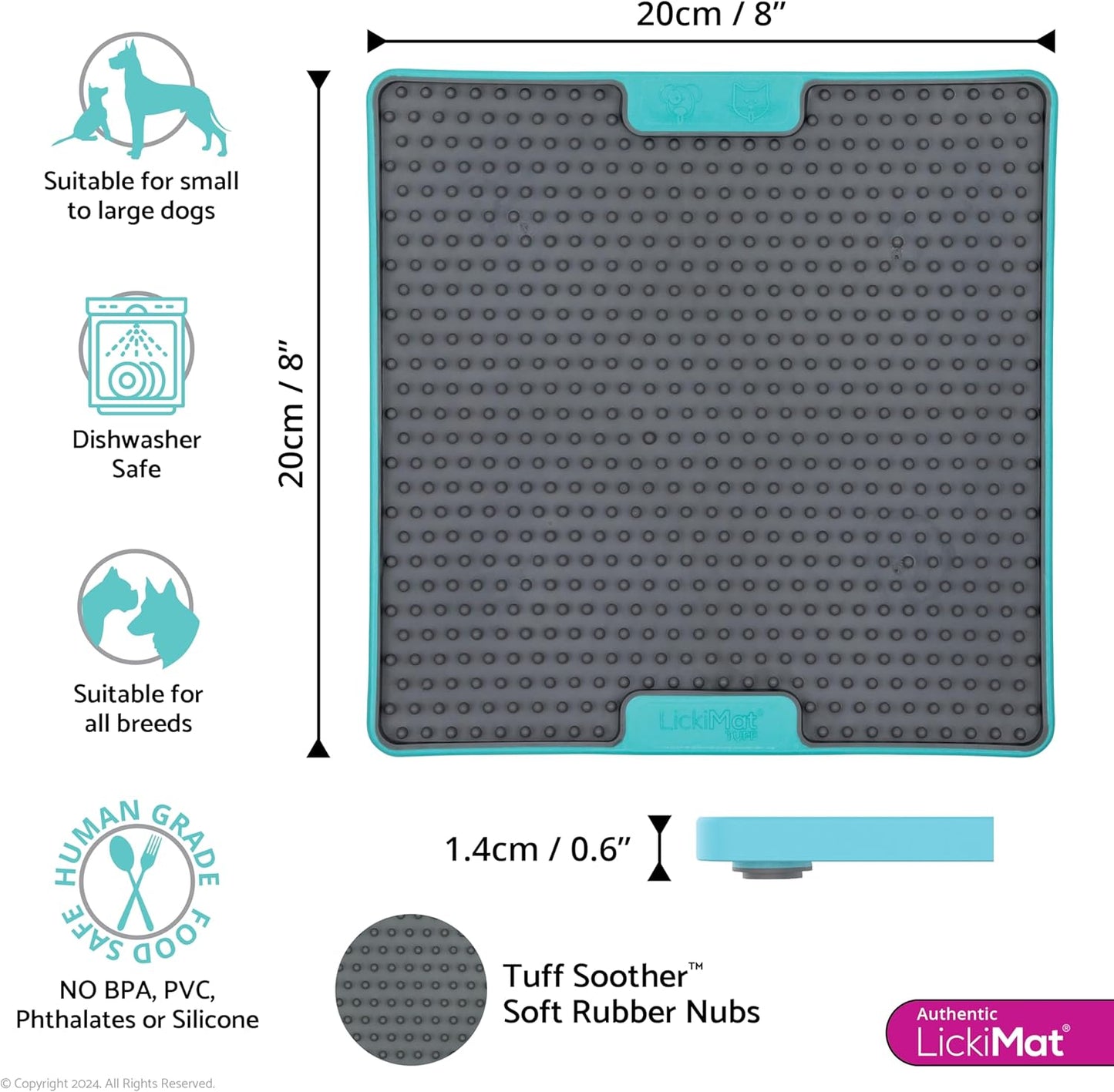 LickiMat Tuff, Heavy-Duty Soother, Dog Slow Feeder Lick Mat, Boredom Anxiety Reducer; Perfect for Food, Treats, Yogurt, or Peanut Butter, Fun Alternative to a Slow Feed Dog Bowl, Green