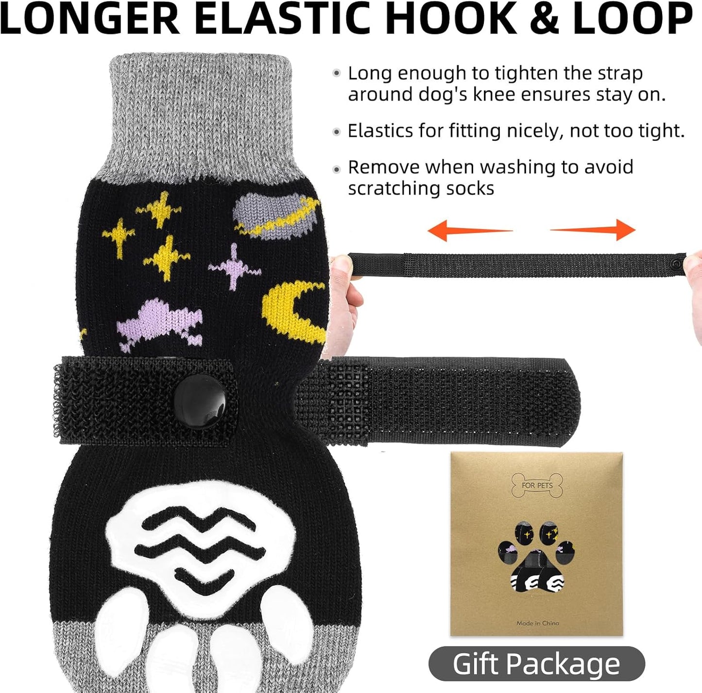 PUPTECK Anti Slip Dog Socks with Double Grippers for Hardwood Floors, Shoes for Hot/Cold Pavement, Boots & Paws Protectors to Prevent Licking, Traction Booties for Senior Small Large Dogs