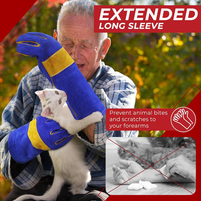 HANDLANDY Animal Handling Gloves, Bite-Proof, Scratch-Resistant, Pet Gloves for Dogs, Cats, Falconry, Gardening