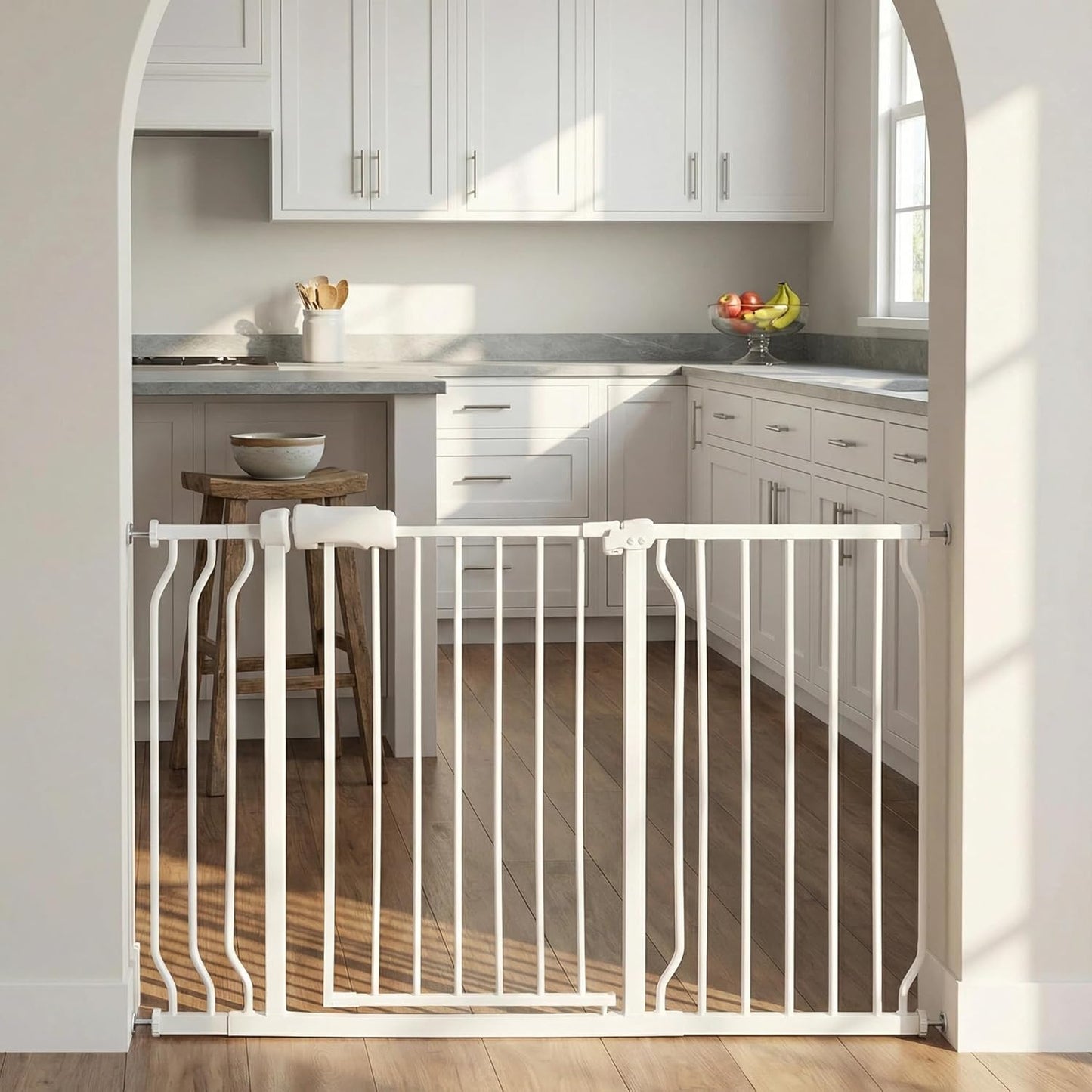 Extra Wide 76.4-81 Inch Large Baby Gates for Stairs, Doorways - No Drilling, Pressure Mounted Pet Gates for Kids & Dogs