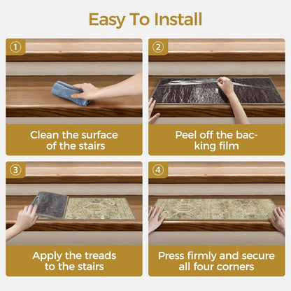 sarben Non Slip Stair Treads for Wooden Steps 15PCS - 8"x30" Indoor Safety Carpet, Edging Mats with TPE Adhesive Backing, Pet and Elderly Friendly Stair Rugs (Taupe) - Colors B