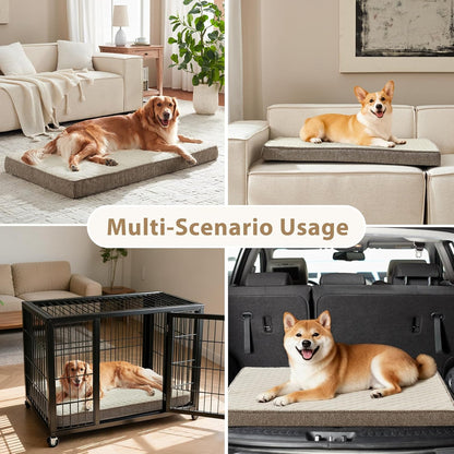 JOEJOY XL Dog Beds Large Sized Dog, Orthopedic Big Dogs Crate Bed with Washable Removable Cover, Extra Thick Egg-Crate Memory Foam Pet Beds up to 80 lbs, Grey, 41"x27"